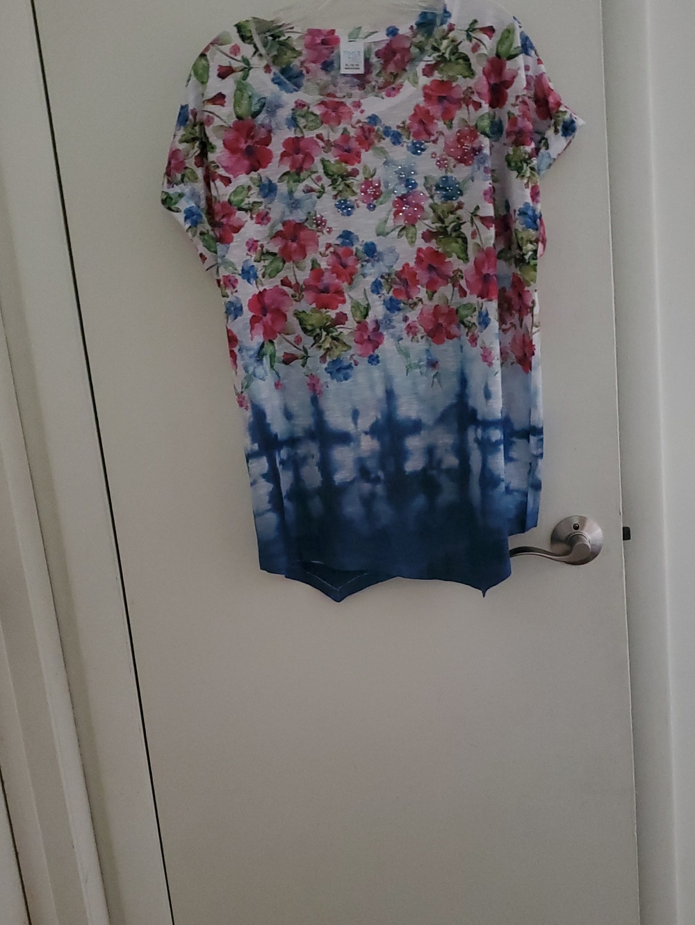 Floral Short Sleeve Top with Embellishments